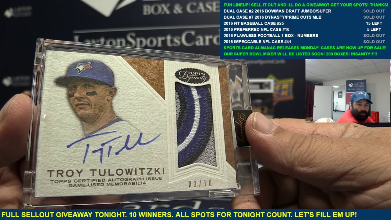 Dual MLB Case Break 7 2016 Topps Dynasty & Panini Prime Cuts