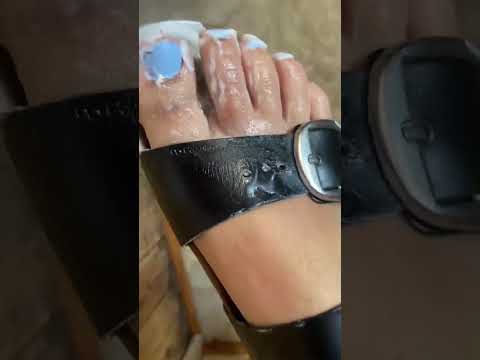 Lotion play in sandals