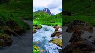 🍃 “Heaven on Earth — where mountains whisper and rivers .” 🏔️✨ #Kashmir #NatureVibes #PeacefulViews