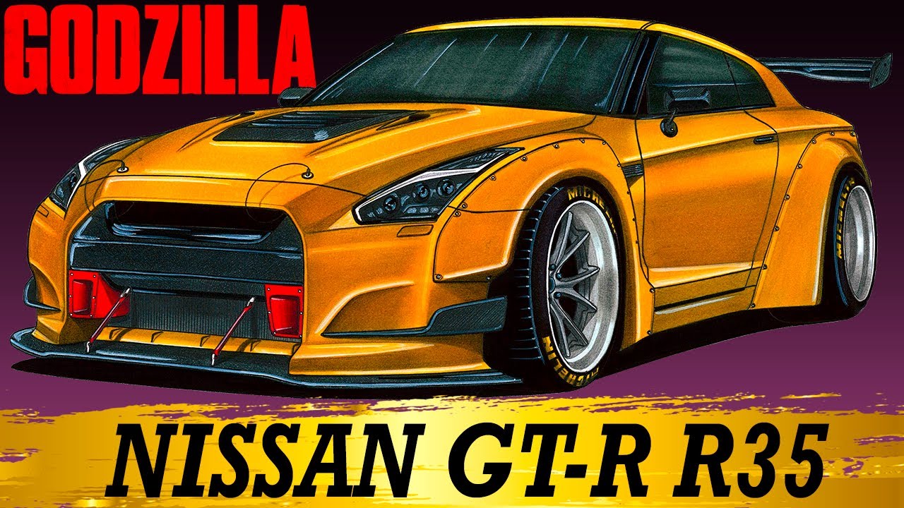 Нарисовать nissan gtr