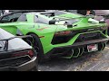 Aventador SVJ shows up at a pop up meet