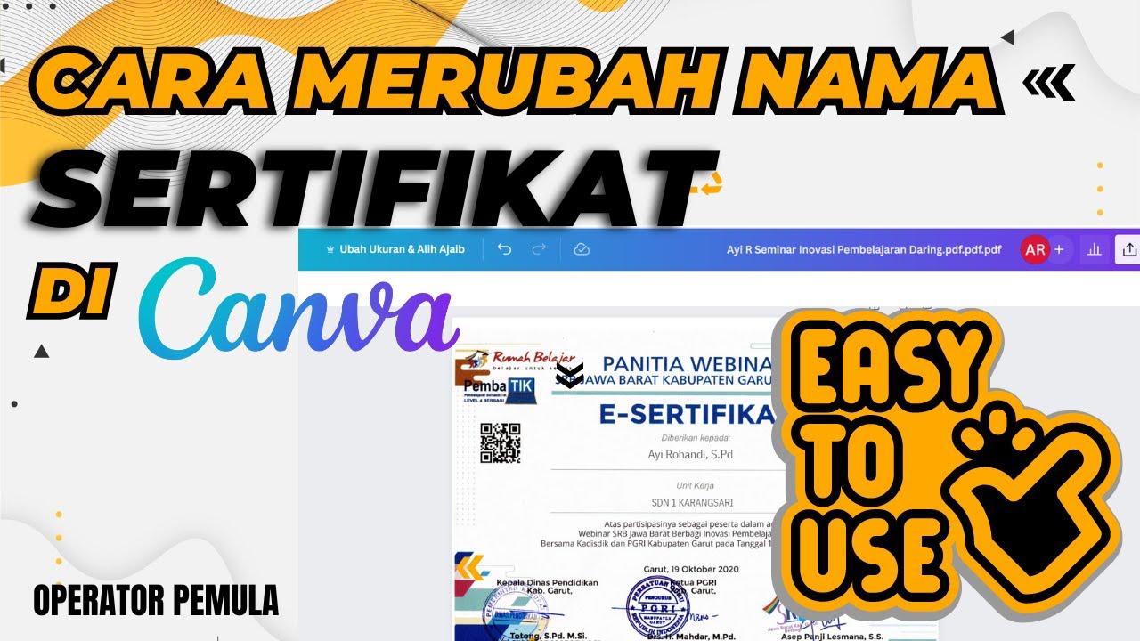 CARA UBAH NAMA SERTIFIKAT DI CANVA CARA EDIT PDF DI CANVA YouTube Cara ubah nama sertifikat di canva cara edit pdf di canva youtube
