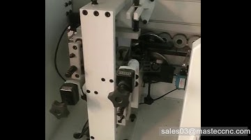 Edge banding machine with gluing, end trimminng, fine trimming, buffing