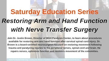 Saturday Education Series: Restoring Arm and Hand Function with Nerve Transfer Surgery