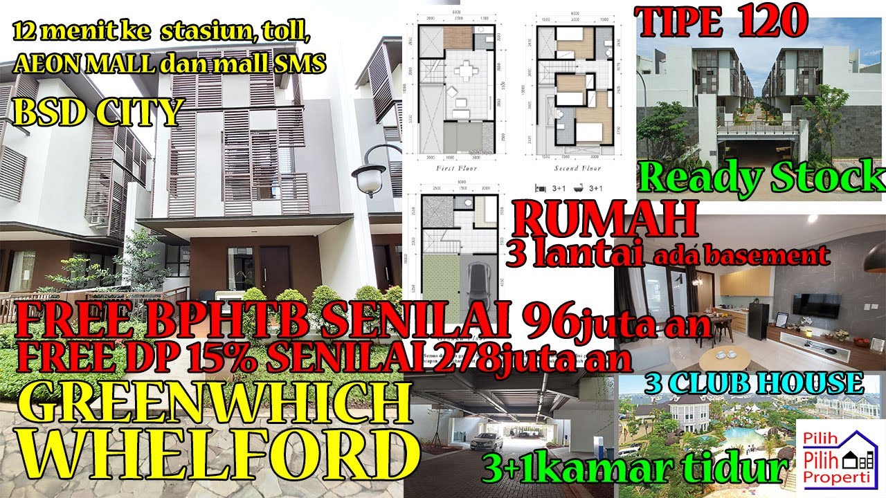 Whelford Greenwhich Park BSD City Rumah 3 Lantai Unik Konsep Double Decker Taman Di Lantai 2 YouTube