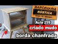 criado mudo retro com borda chanfrada de madeira marcenaria rustica