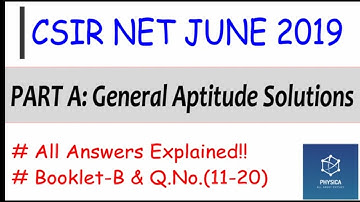 CSIR NET JUNE 2019 Solutions | General Aptitude (11-20) | Part-A | Complete Solutions | Explaination