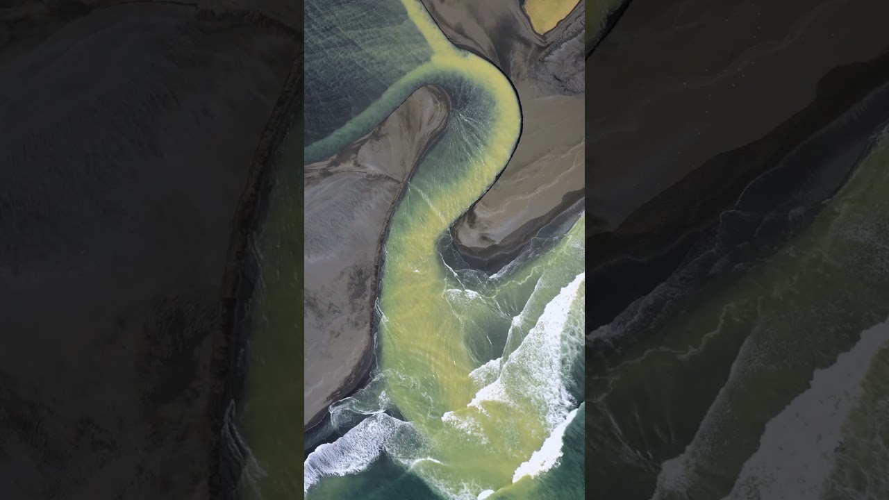 Yellow Glacial River meets the Ocean 🌊💛 