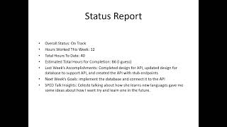 Week 5 Status Report for Board Game Stat Tracker