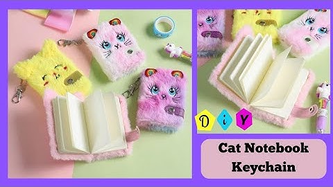 How to make cute notebook keychain at home /DIY Cute cat cartoon  Notebook Keycain #2