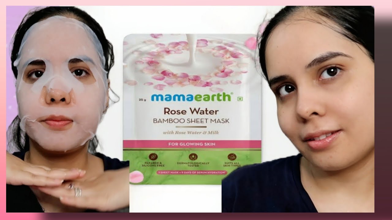 Mamaearth rose water bamboo sheet mask Review (hindi) How to use