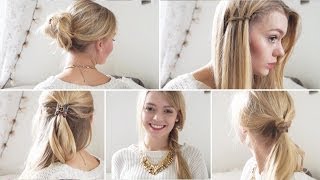 FÜNF 5MINUTENFRISUREN | einfache Frisuren für Schule, Uni, Arbeit, Alltag