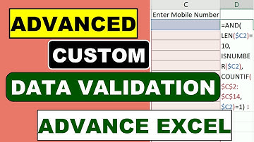 Advance Data Validation in Advance Excel | Mobile Number Entry with Conditions Excel Tricks |