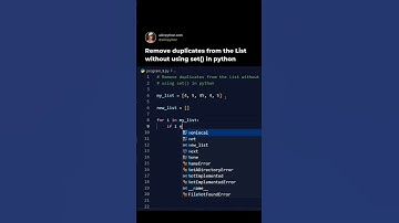 Remove duplicates elements from the list without using set function #python #pythonprogramming