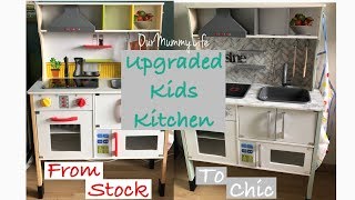 Check out the simple and easy way i turned a stock lidl kids kitchen
into chic area of imagination. used: chalkboard paint silver spray
tile sticke...