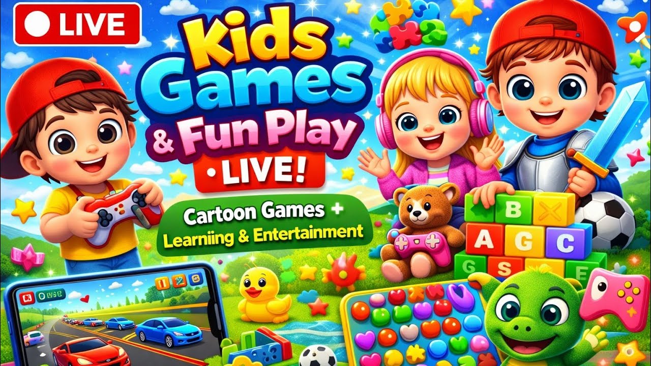 LIVE Kids Games & Fun Play 🧸 | Cartoon Game Stream | Learning + Entertainment for Kids
