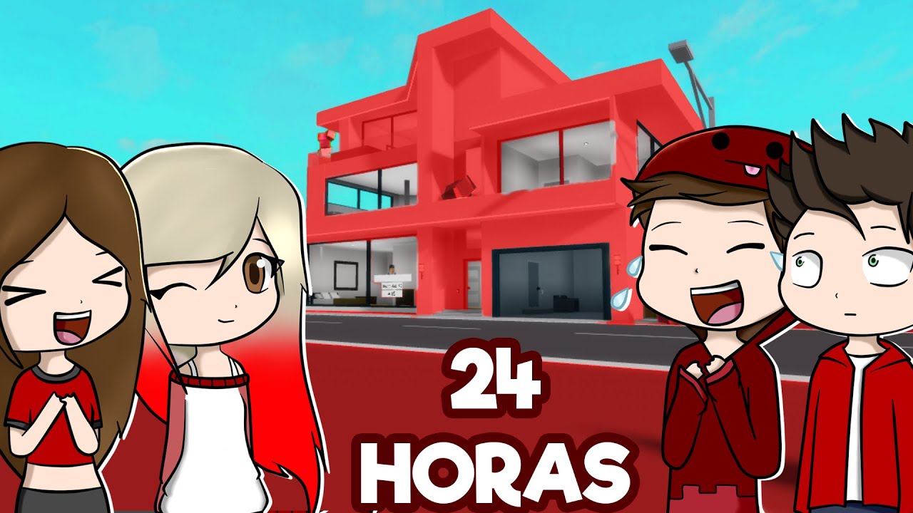 24 HORAS VIVIENDO EN UN MUNDO ROJO EN BROOKHAVEN ROBLOX