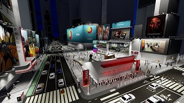 3D Times Square Street Animation(Walking NYC in the Rain )