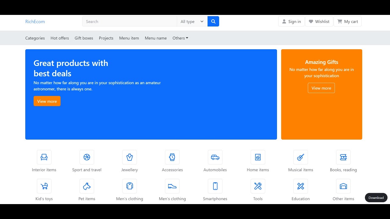 Reactjs Ecommerce Website Template Home Page 3 - YouTube