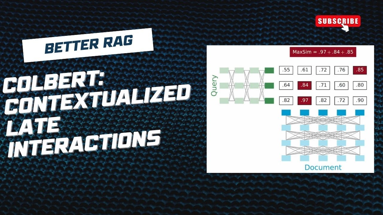 Better RAG with ColBERT : Contextualized late interactions - YouTube