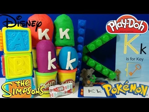 The Alphabet Letter K with ABC Surprise Eggs - Kristoff King Triton Krusty the Clown Koffing