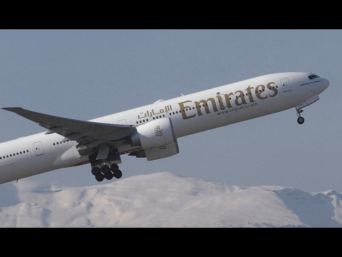 Incredible Scenic Takeoff by Emirates Boeing 777-300ER at Geneva Airport
