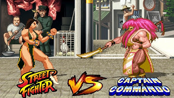 YAMATO VS CHUN LI & RYU - (CAPTAIN COMMANDO 1991 / STREET FIGHTER / ARCADE GAMEPLAY)