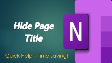How to hide page title in OneNote?