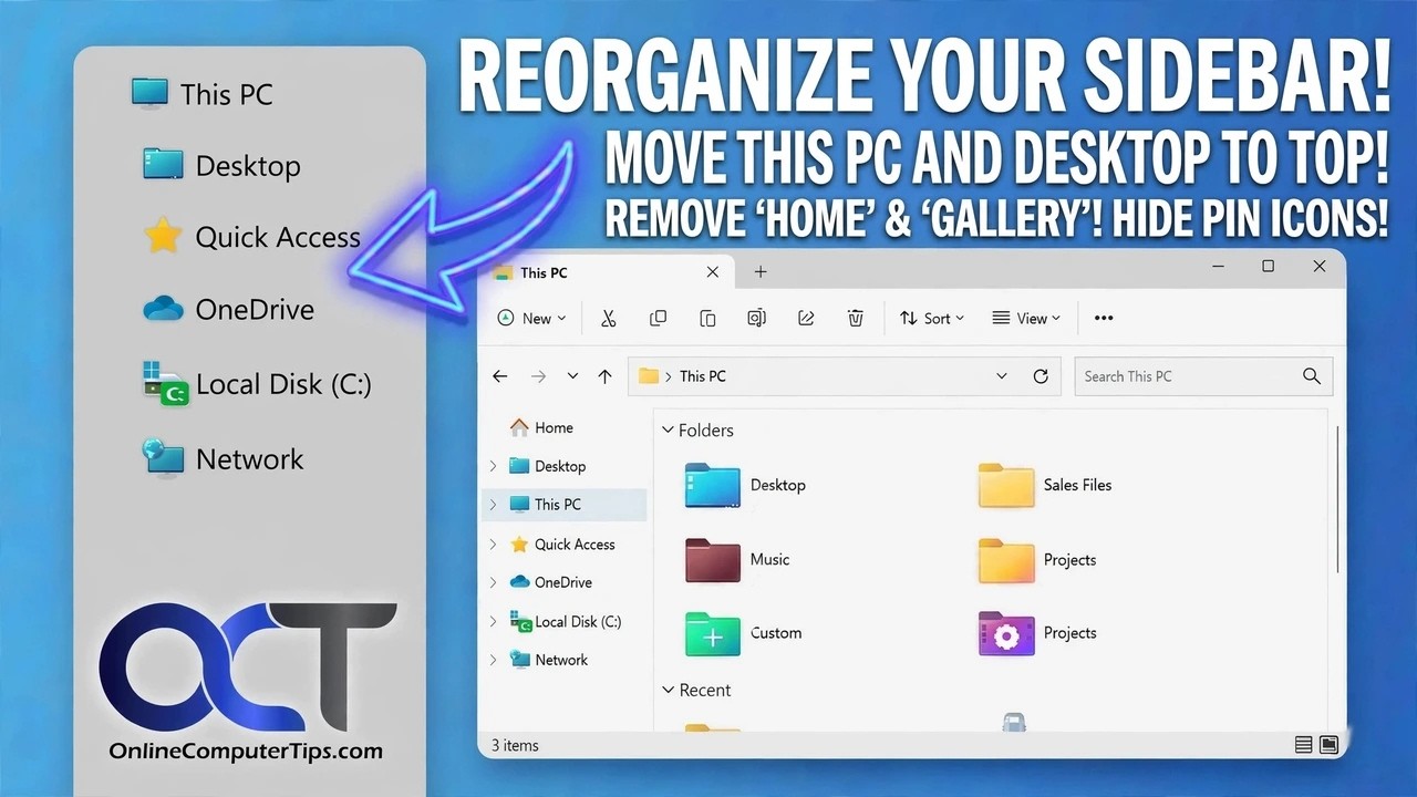 How to Rearrange or Hide File Explorer Navigation Pane Folders in ...
