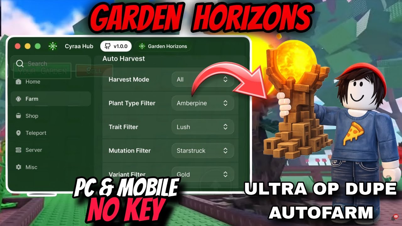 Garden Horizons Script *NO KEY* - DUPE SEEDS, AUTOFARM, AUTO BUY, AUTO HARVEST 