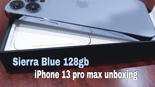 iPhone 13 pro max unboxing | Sierra Blue 128gb | Unboxing + Cases | Accessories |First Impressions|