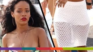 Rihanna's sheer white skirt: the latest in celebrity trends!