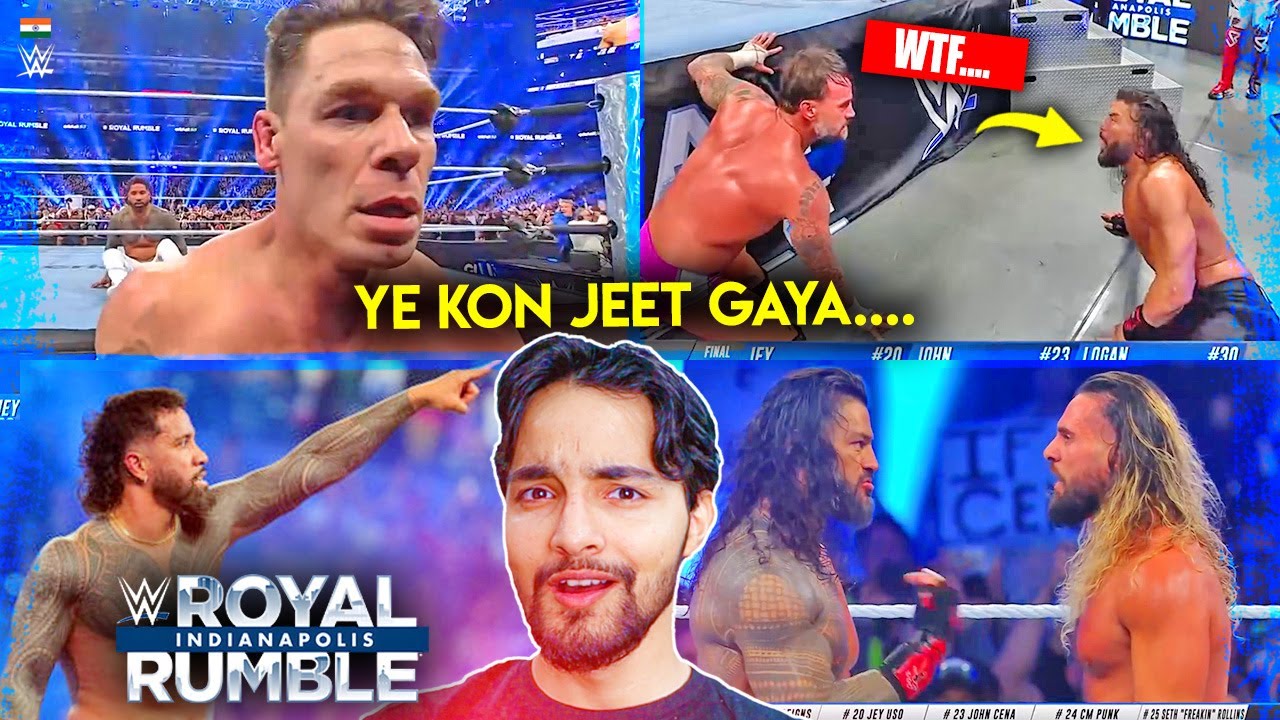 'Abe Ye Royal Rumble😳🤣'  Roman Reigns/Seth Rollins Crazy, Jey Uso Win - WWE Highlights 2024