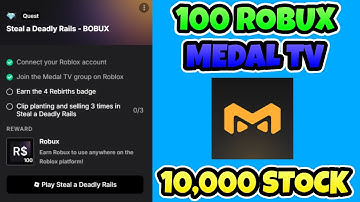FREE 100 Robux Medal TV! 10,000 STOCK! (Roblox)