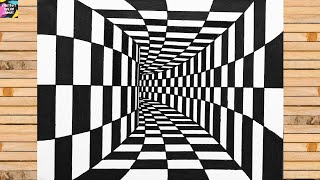 How to draw 3D tunnel  optical illusion | Easy trick art | 3D art