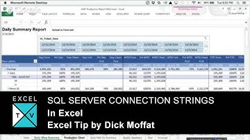 SQL Server Connection Strings In Excel