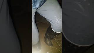 Riding gear, white socks and rubber riding boots for stuck in mud