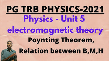 PG TRB Physics | Unit 5 EMT | Poynting theorem | Poynting Vector | Relation between B,H,M