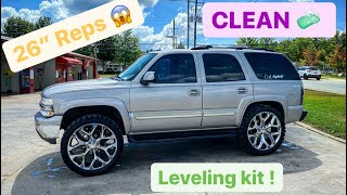 2004 Chevy Tahoe with 26 inch reps on 37s !! LEVELING KIT ! Lifted trucks | Squatted trucks | Vlog