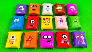 Mixing Rainbow CLAY with Numberblocks One in Red CLAY Bags, Piping Bags,... Coloring! ASMR