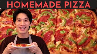 The EASIEST Homemade Pizza (Sheet Pan) with a CRISPY CRUST - NO PIZZA STONE Needed | Danlicious