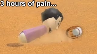 playing wii sports baseball until i get a 99-0 game but i end up breaking my wii remote instead