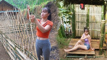 TIMELAPSE--90 Days Young Girl Build a Log Cabin Off Grid, Grow Vegetable, Build Bathroom