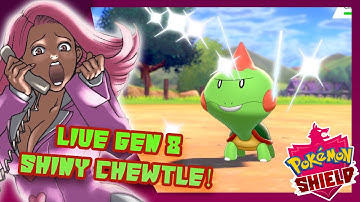 LIVE SHINY CHEWTLE reaction in Pokemon Shield after 2729 encounters! DTQ#1