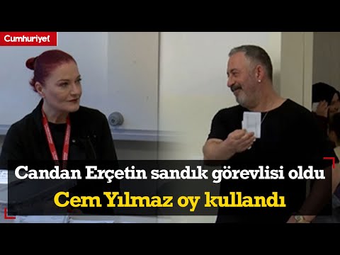 Candan Erçetin sandık görevlisi oldu, aynı okulda Cem Yılmaz oy kullandı