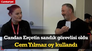 Candan Erçetin sandık görevlisi oldu, aynı okulda Cem Yılmaz oy kullandı