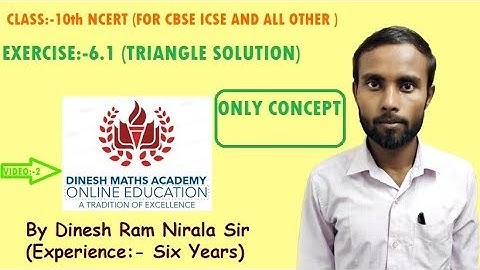 NCERT SOLUTION CLASS 10TH  CHAPTER 6.1 THALES THEOREM VIDEO 2 FOR CBSE ICSE BY DINESH RAM NIRALA SIR