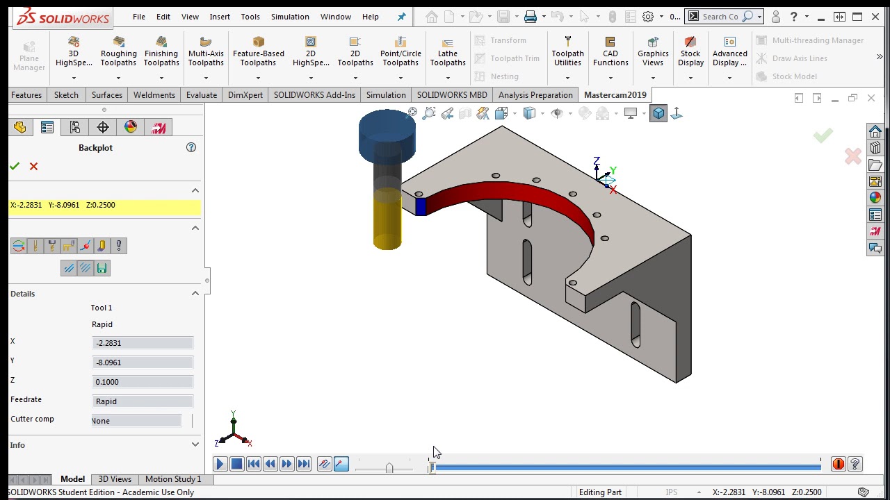 27 Mastercam for SolidWorks Backplot YouTube