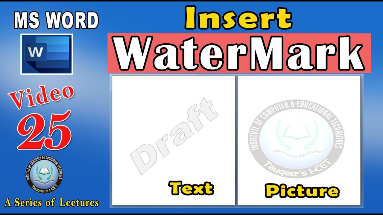 Ms Word - Watermark | How to Insert Watermark in MS Word – Picture