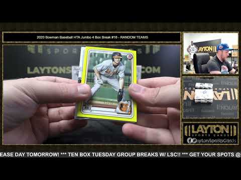 2020 Bowman Baseball HTA Jumbo 4 Box Break #16   RANDOM TEAMS